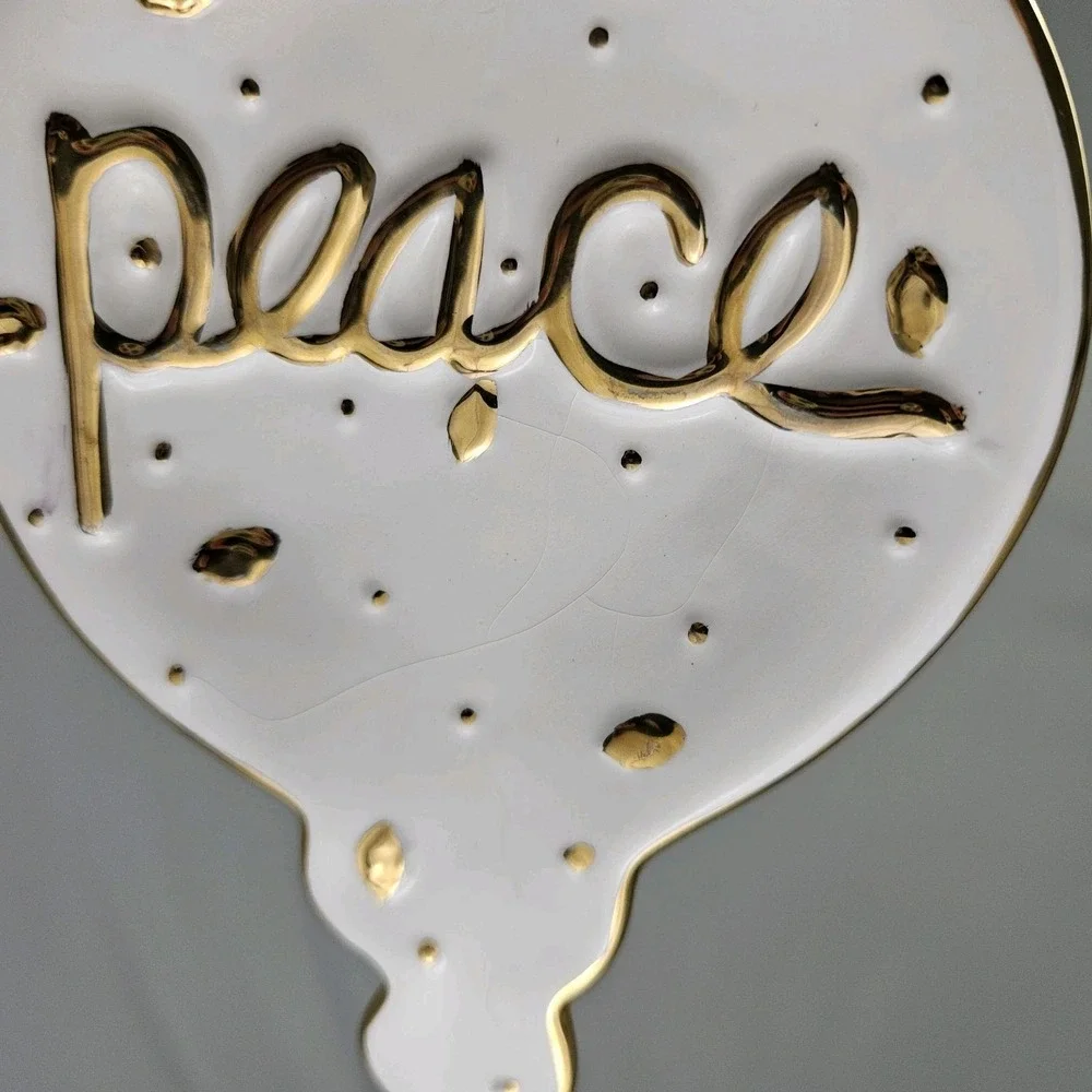 Vintage Christmas Ornament Spoon Rest Wall Decor Ceramic Peace Large Ceramic